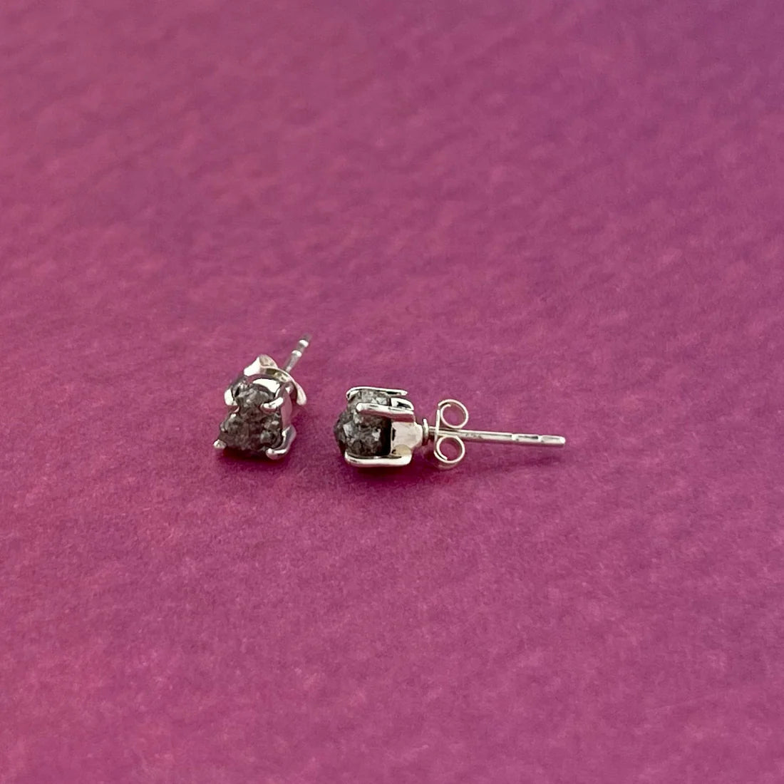 Black Diamond Sterling Silver Stud Earrings