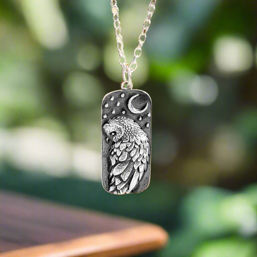 Sterling Silver Barn Owl Necklace