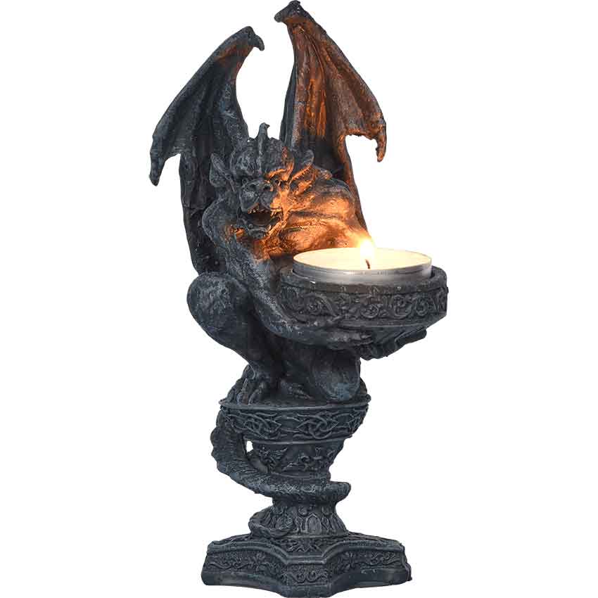 Gargoyle Candleholder On Pedestal