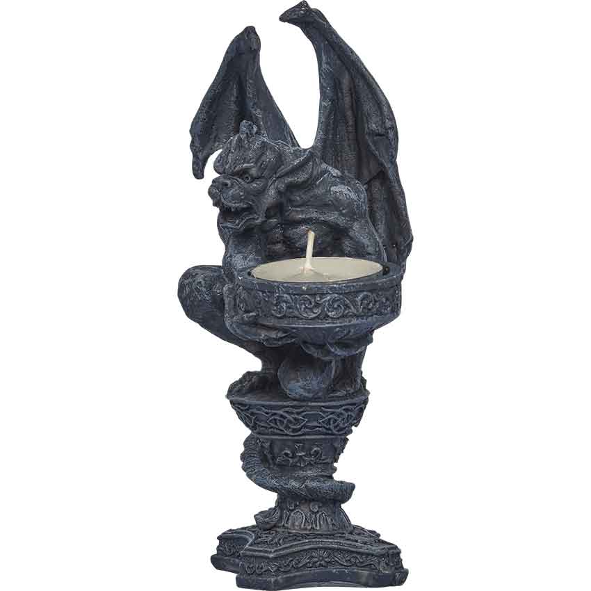 Gargoyle Candleholder On Pedestal