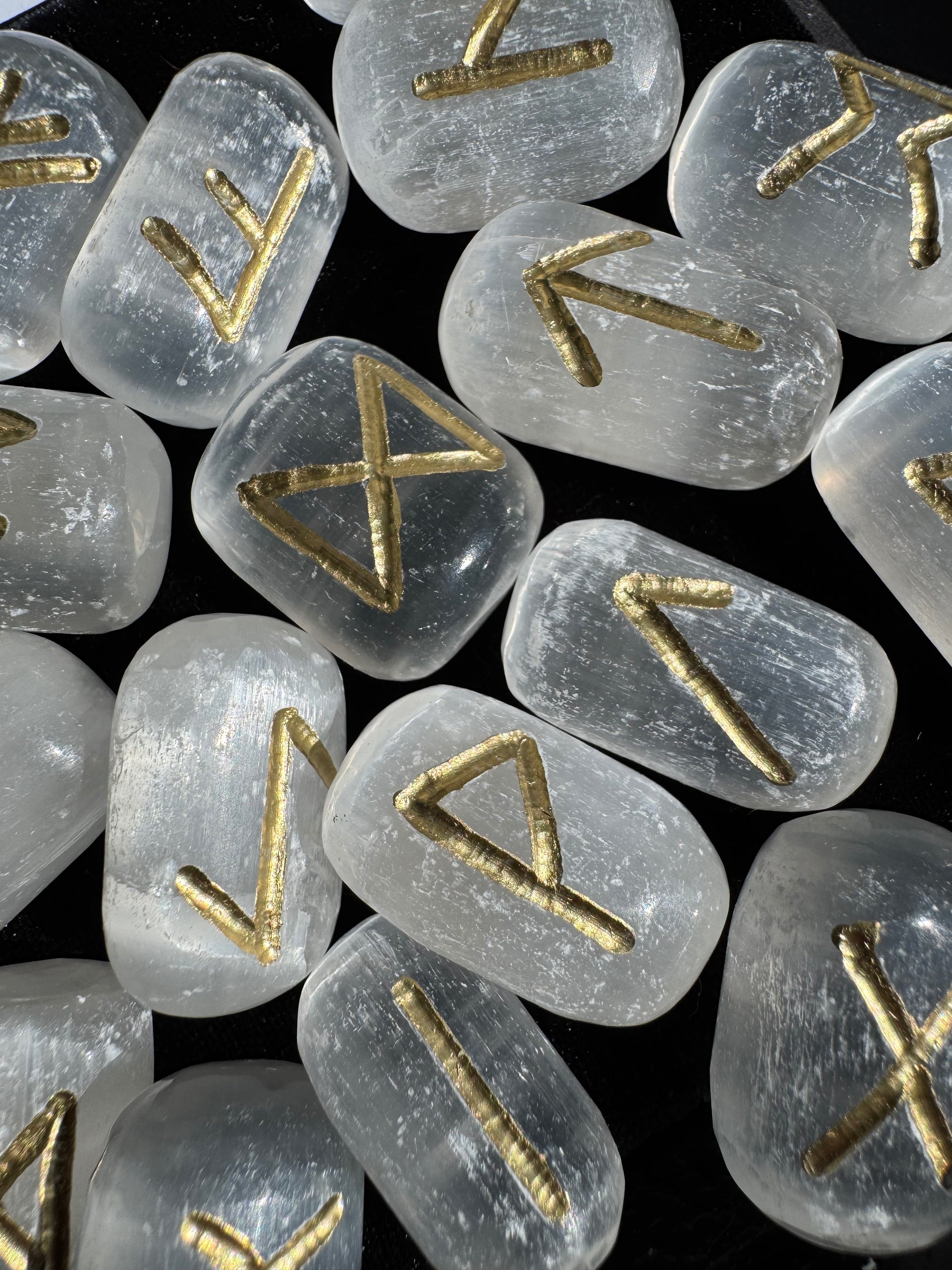 Artisan Selenite Runes Set