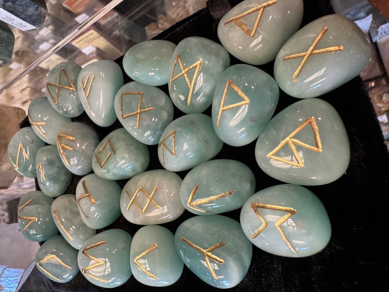 Aqua Blue Obsidian Artisan Runes Set of 25