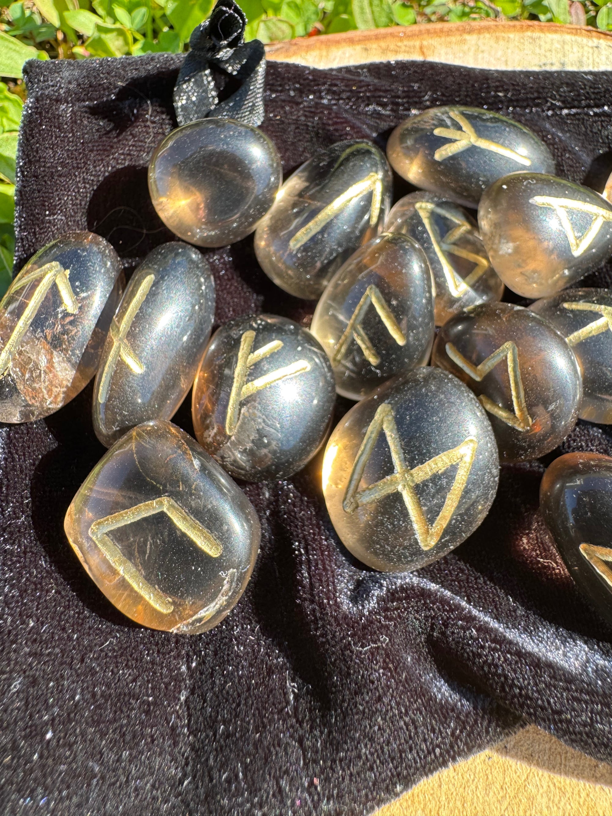 Artisan Smoky Quartz Runes Set