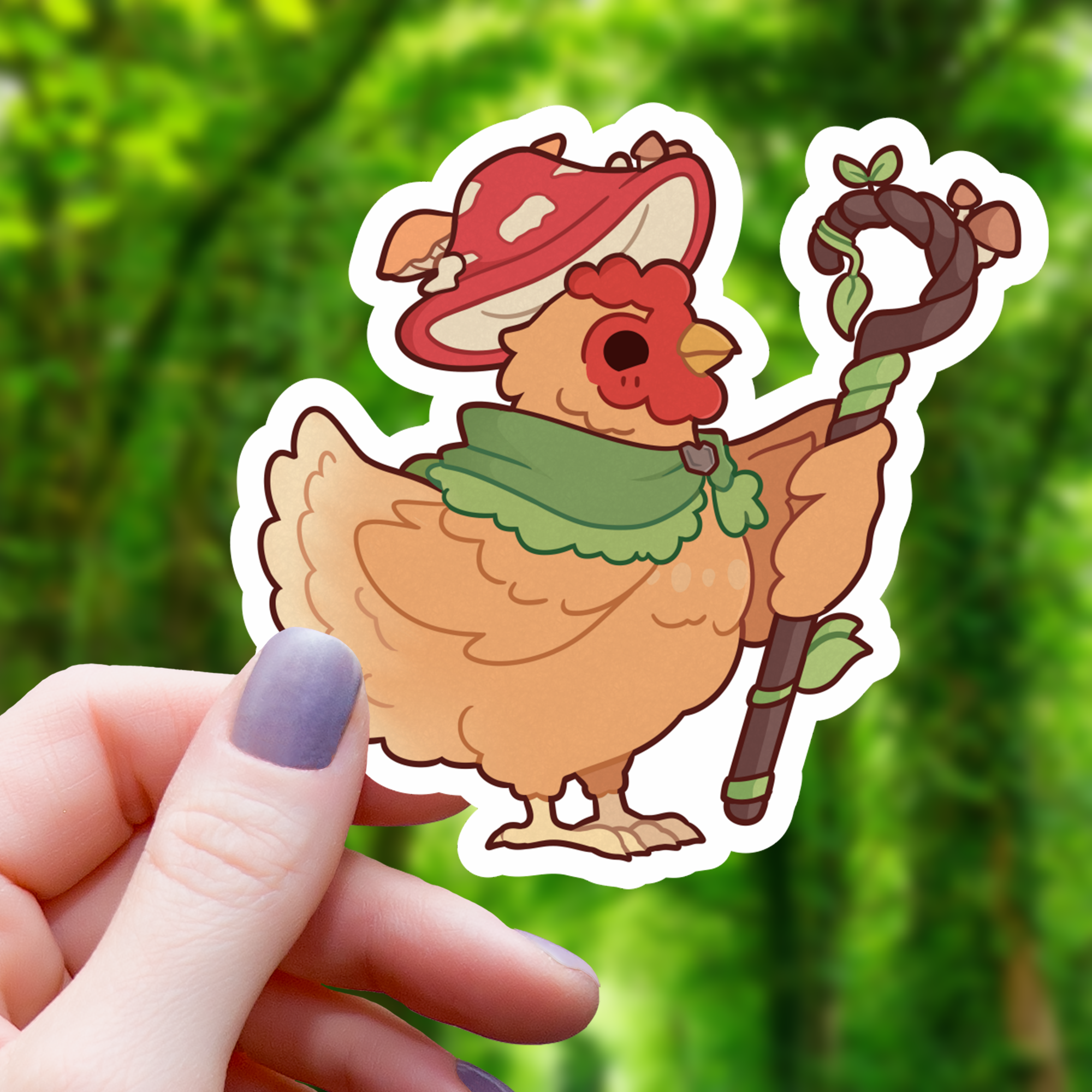 Druid Chicken TTRPG Inspired Sticker - 3"