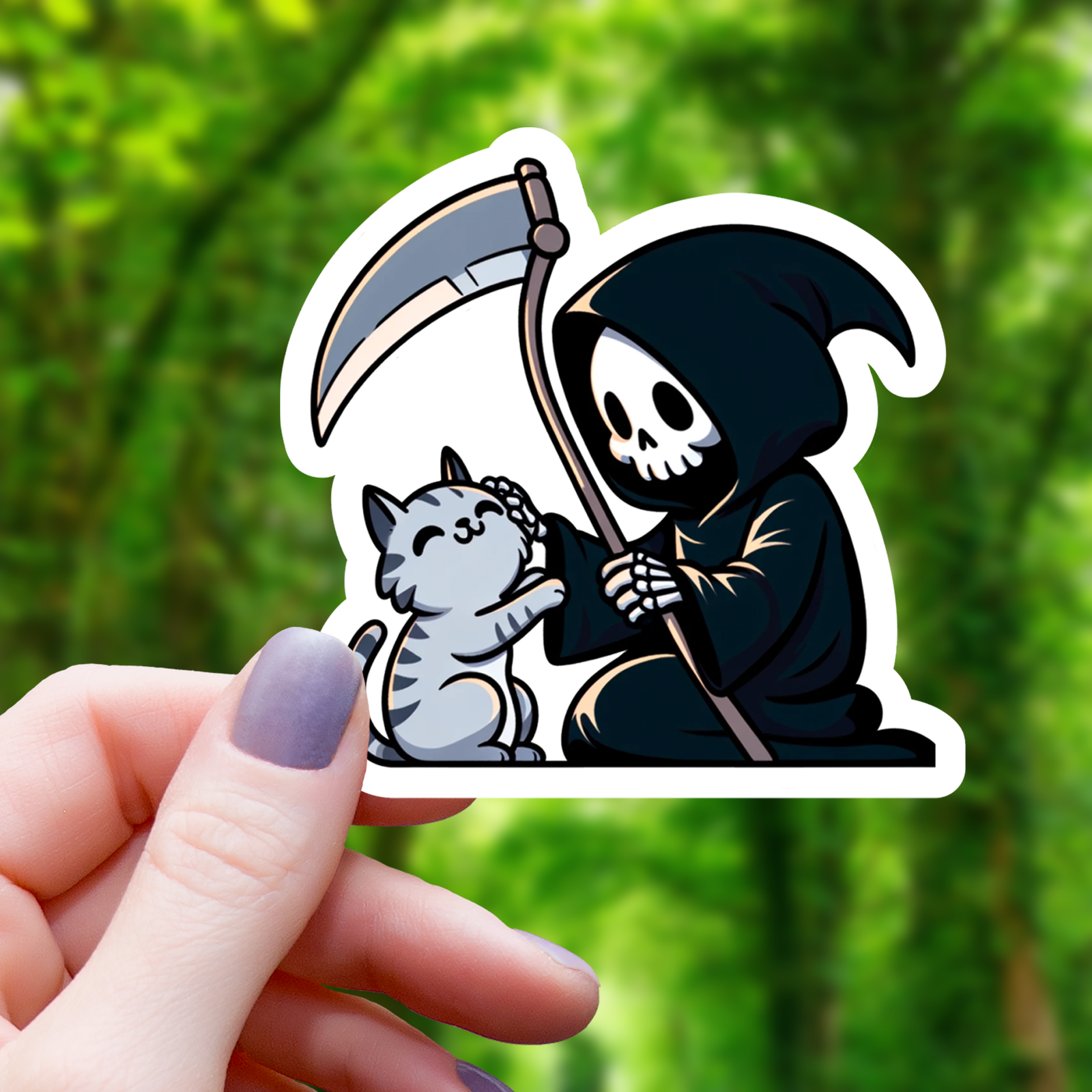 Reaper Petting Cat Sticker - 3"