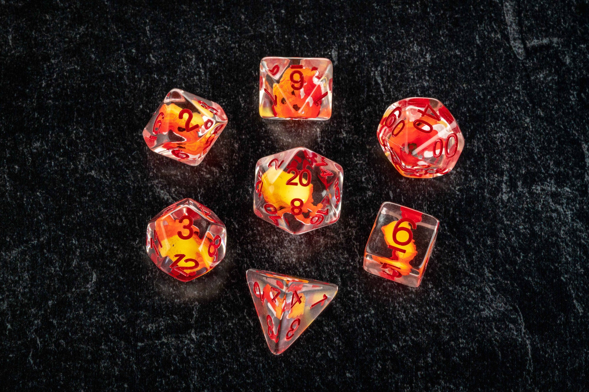 Dragon Storm Inclusion Resin Dice Set: Red Dragon