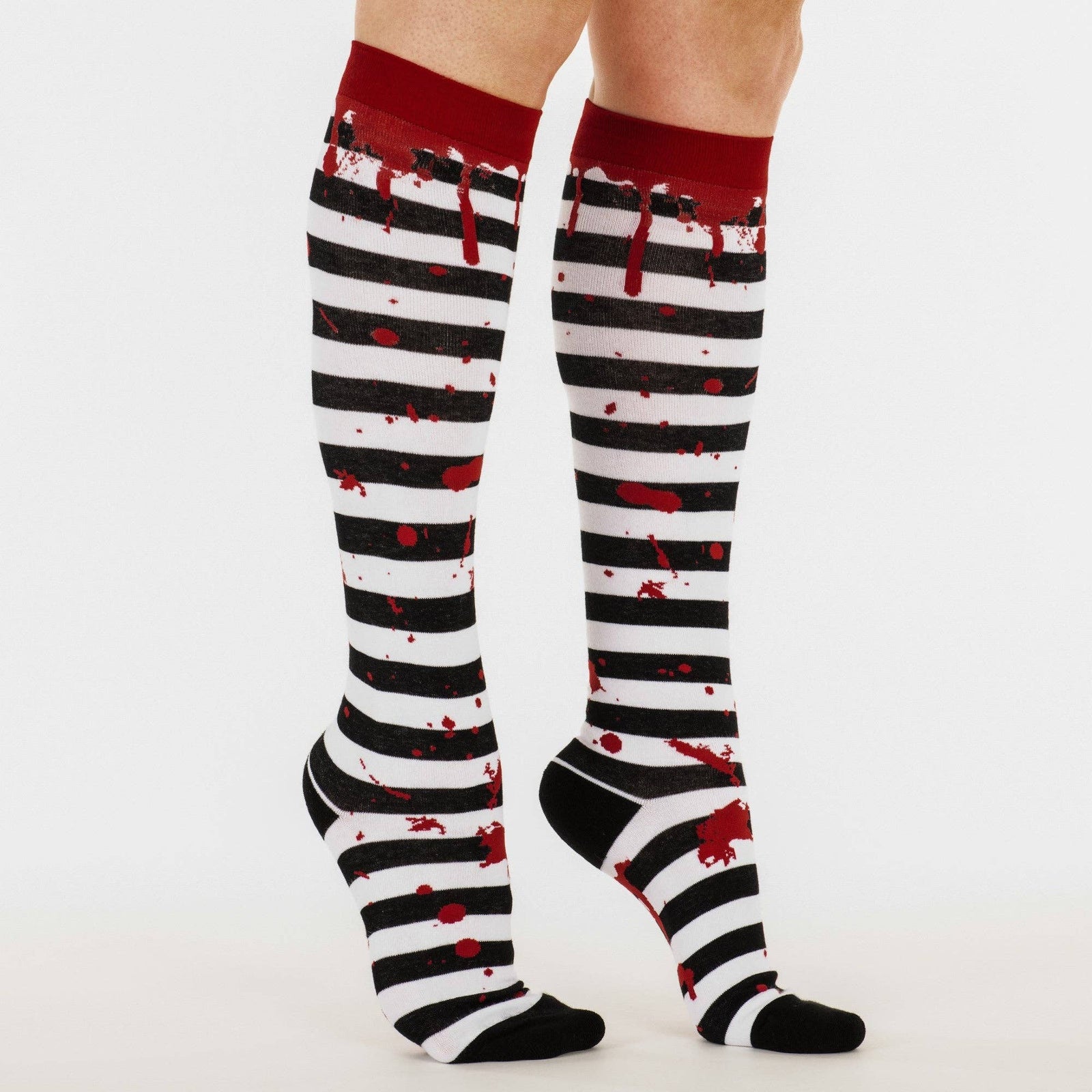 Sanguine Stripes Blood Spatter Knee High Socks