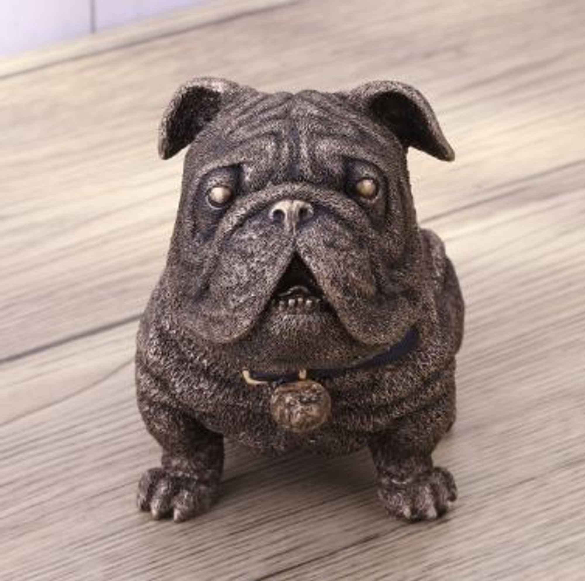 Sitting Bulldog Wearing Collar Statue