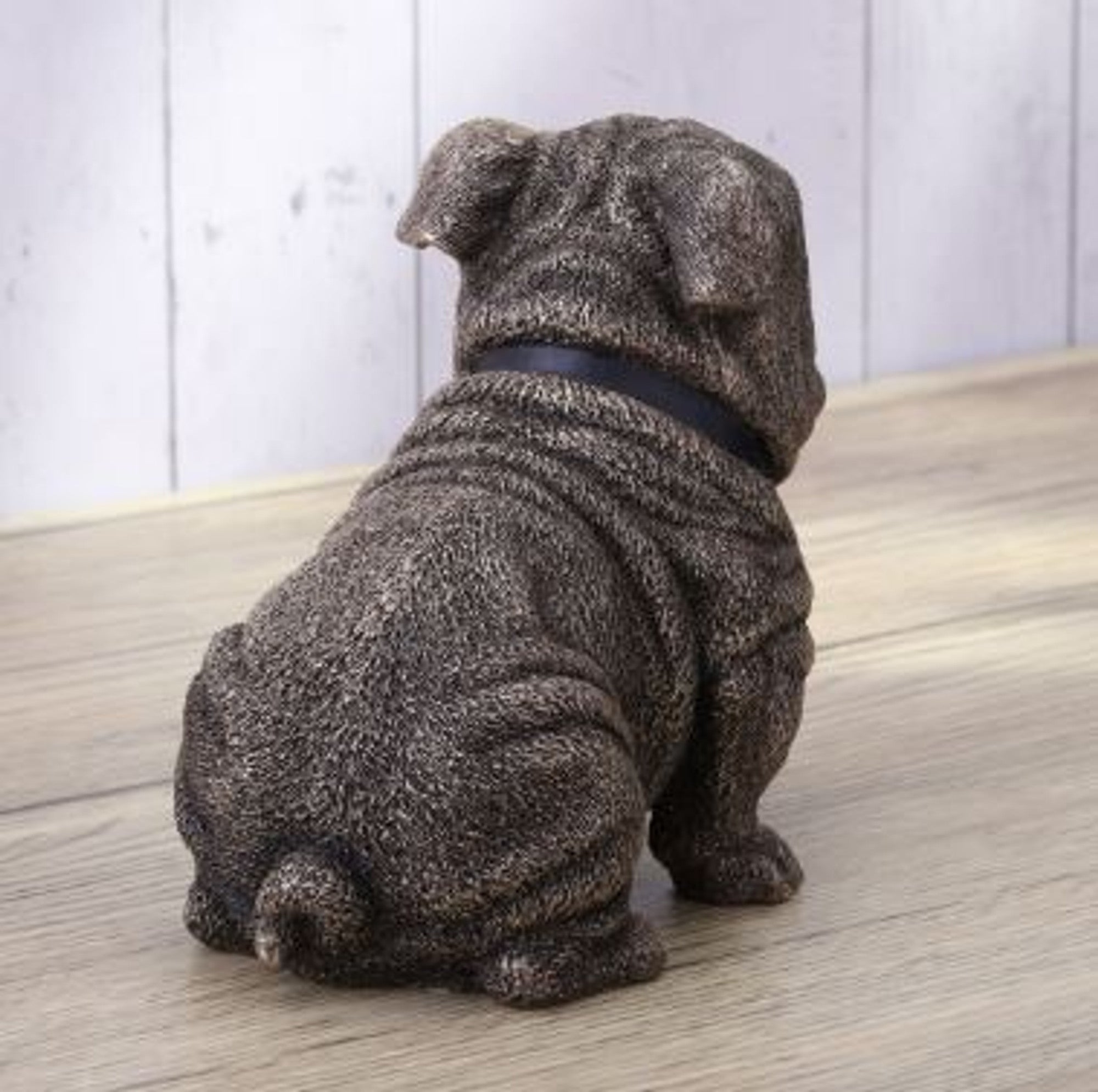 Sitting Bulldog Wearing Collar Statue