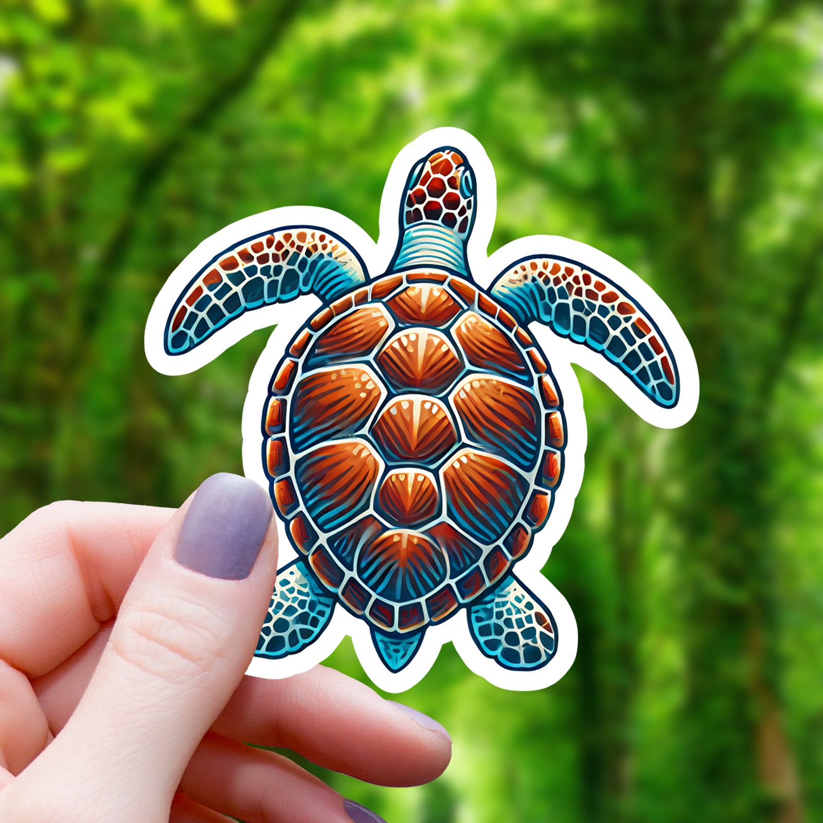 Realistic Sea Turtle Sticker - 3"