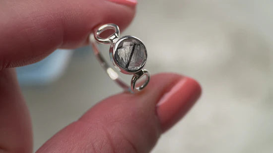 Black Rutile Sterling Silver Trinity Ring