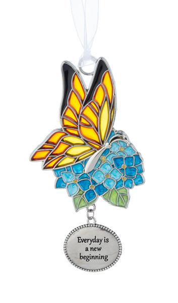 Everyday is a New Beginning - Butterfly &amp; Floral Ornament