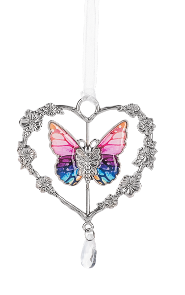 Delight in Life's Beauty - Butterfly Heart Ornament