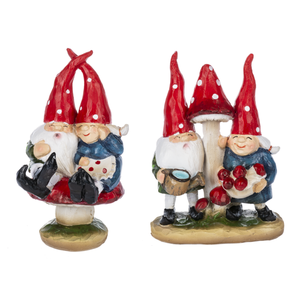 Cottagecore Couple Mushroom Gnomes - Polyresin Figurine