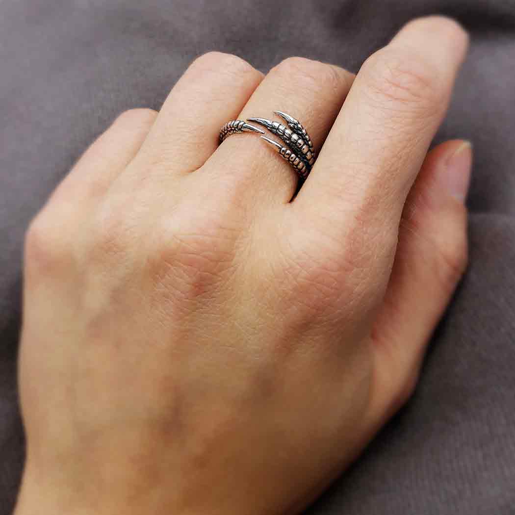 Adjustable Sterling Silver Bird Claw Ring