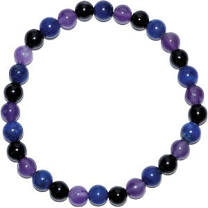 Amethyst, Lapis & Black Tourmaline  Stretch Bracelet 6mm