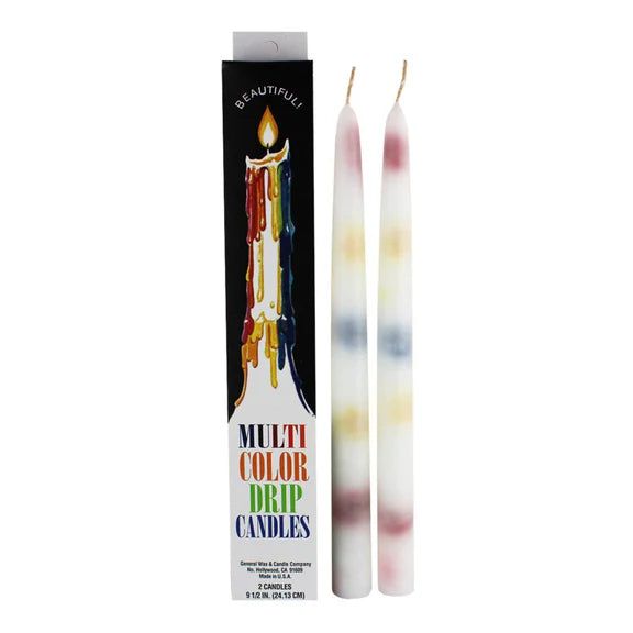 Rainbow Drip Taper Candles - Mutli-Color Set of 2