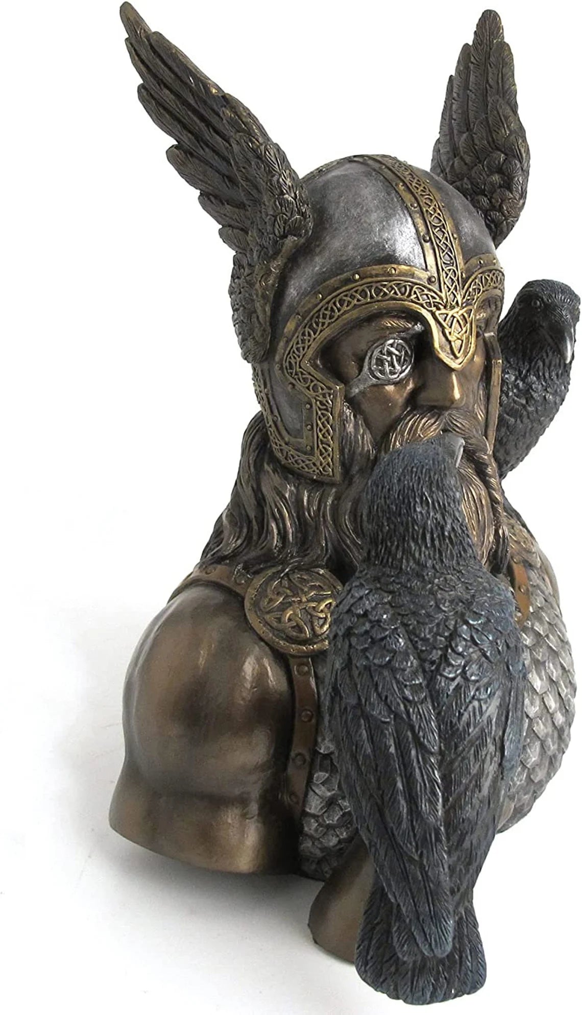 Norse God Odin With Ravens Bust Statue