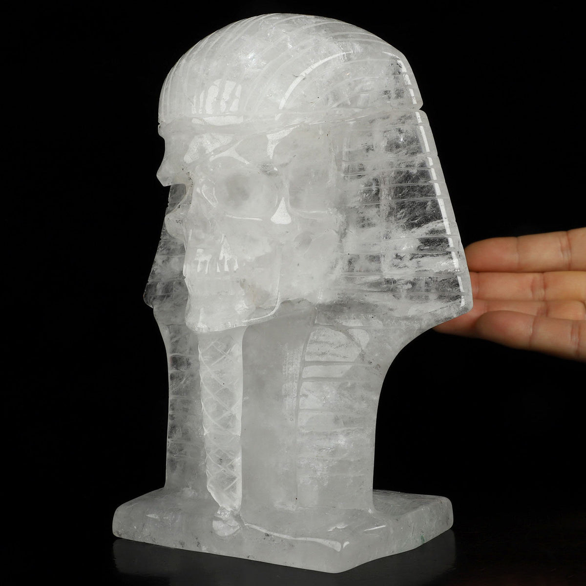 Egyptian Pharaoh Quartz Crystal Skull Large 7.1&quot;