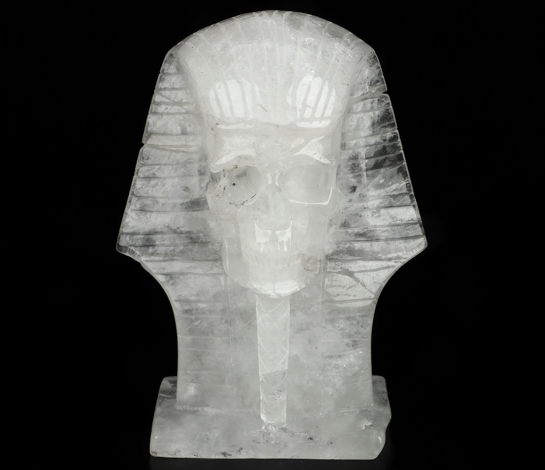 Egyptian Pharaoh Quartz Crystal Skull Large 7.1"