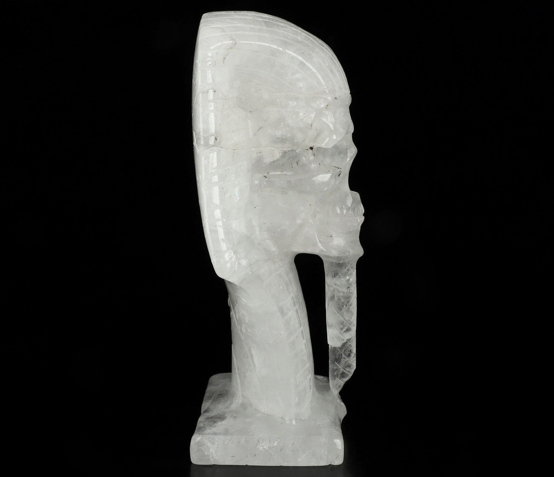 Egyptian Pharaoh Quartz Crystal Skull Large 7.1"