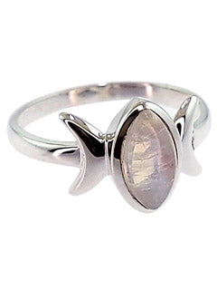 Triple Moon Rainbow Moonstone Ring