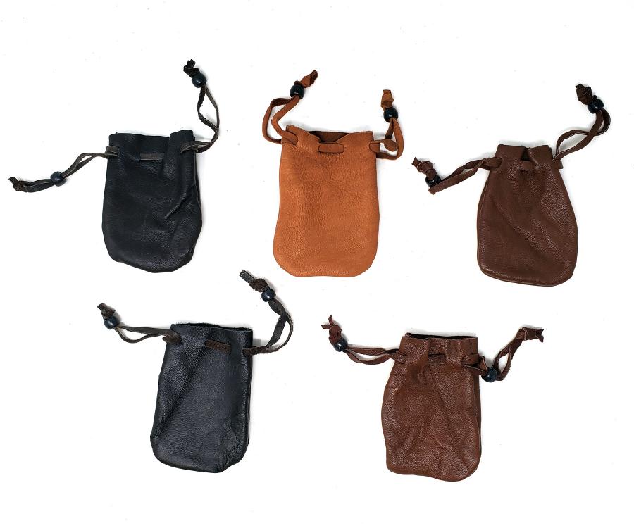 Leather Drawstring Pouch/Bag 3x2" - 1 inch opening (Approx.)