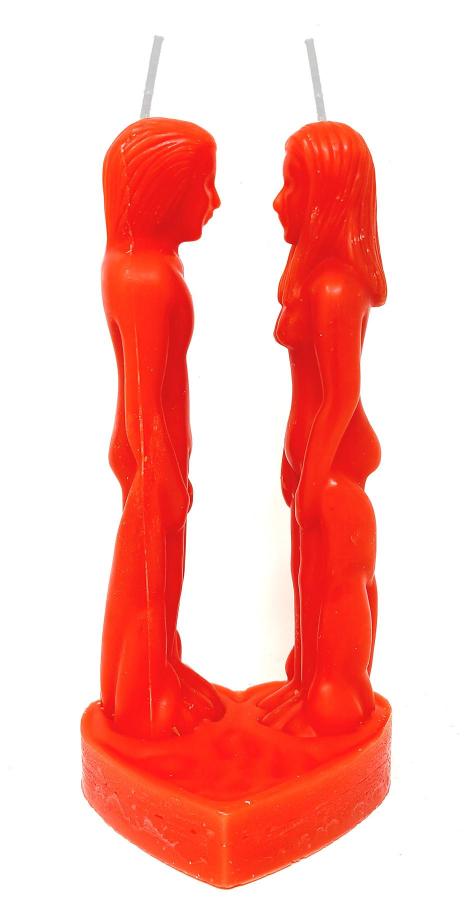 Red Face-to-Face Couple Candle - 8"