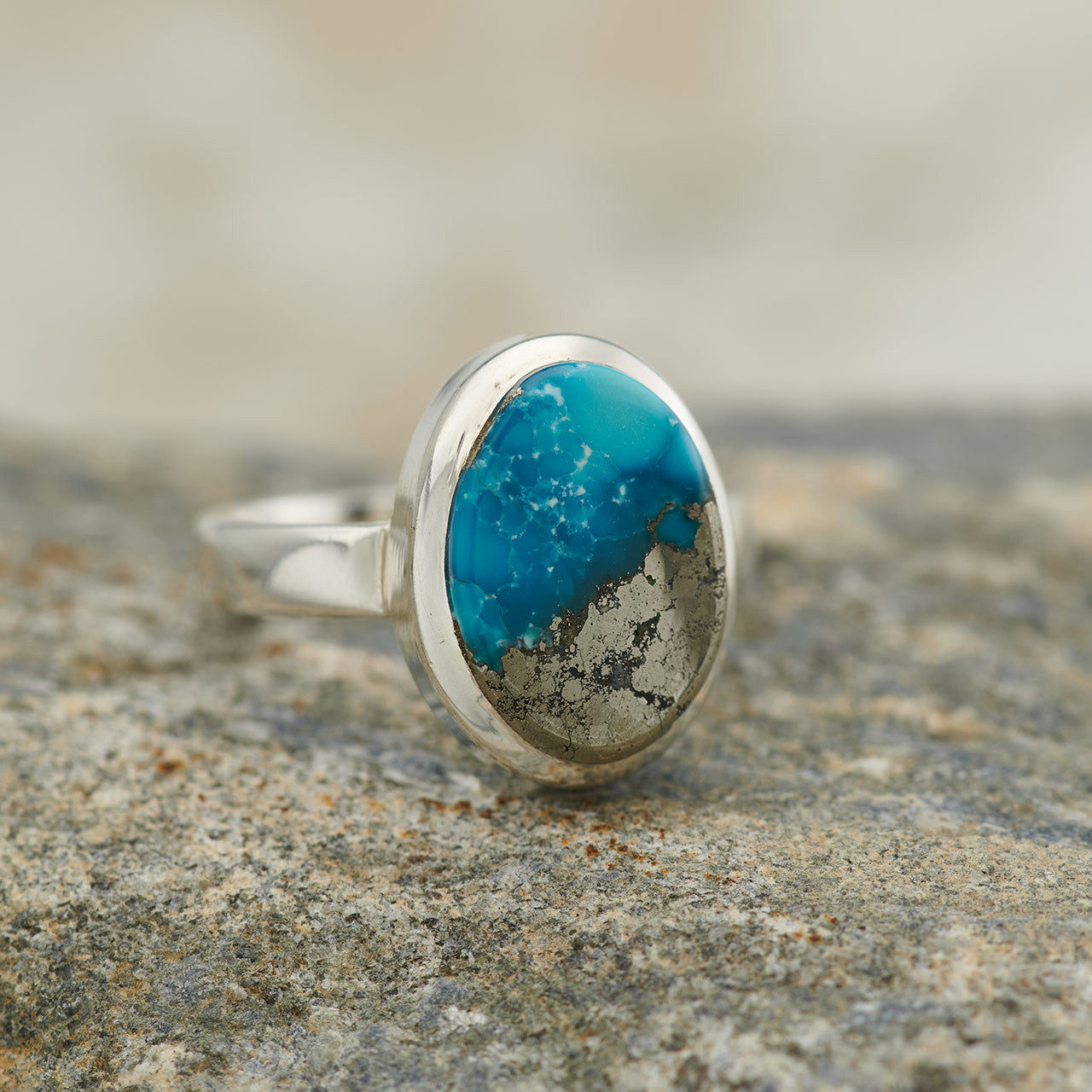 Natural Iranian Turquoise Sterling Silver Ring