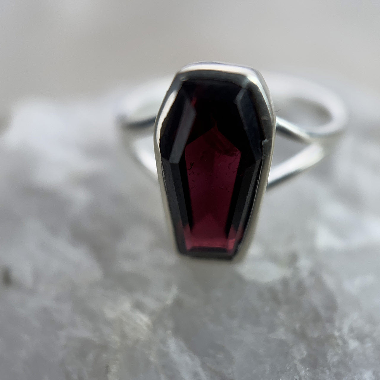 Garnet coffin deals ring