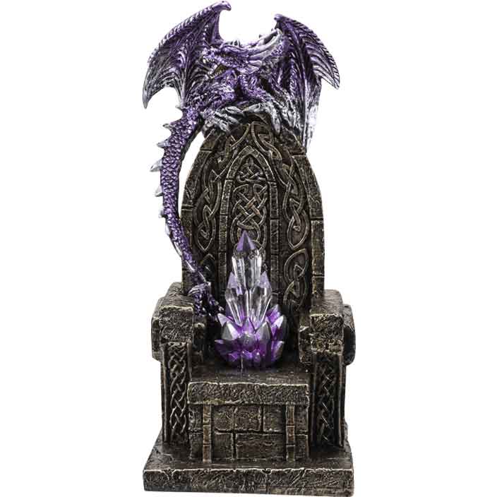 Purple Dragon on Throne Statue - LED Light