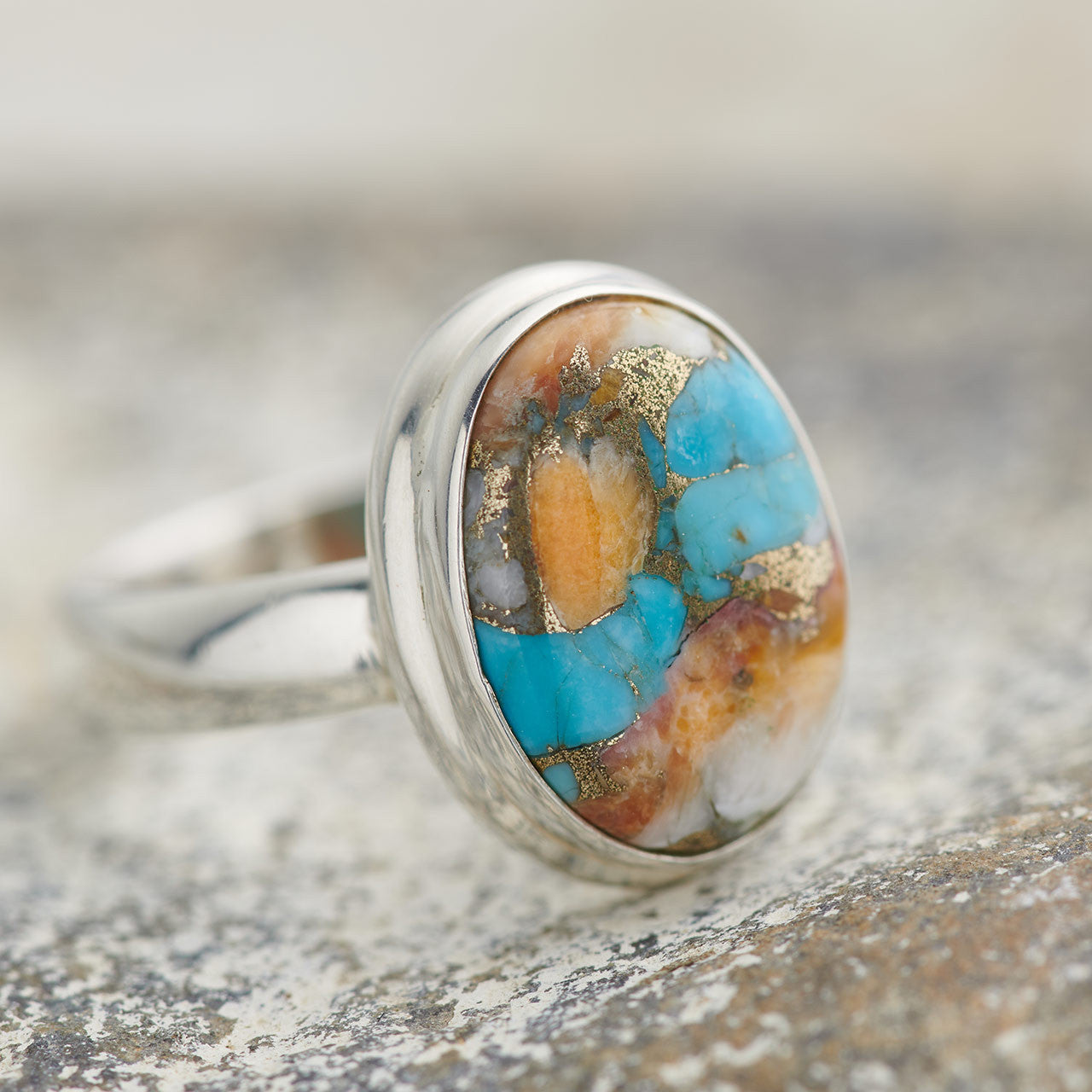 Spiny Oyster Turquoise - Arizona 925 fashion Ring