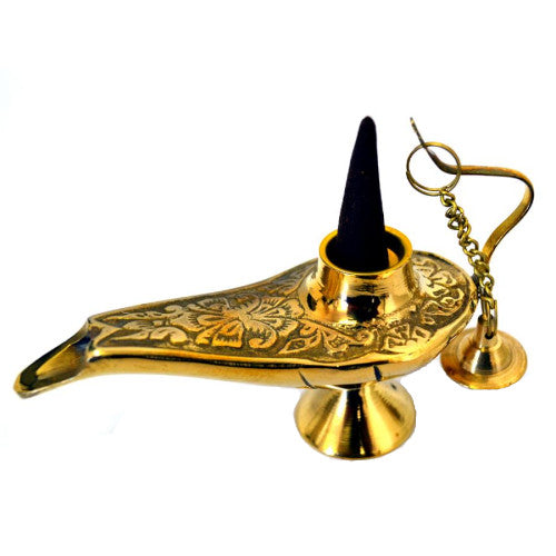Beautiful 4 Brass Aladdin Genie Oil Lamp Brass Incense Burner Collectible  Art