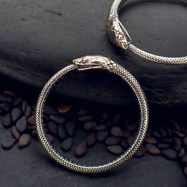 Ouroboros Symbol Sterling Silver Snake Bracelet