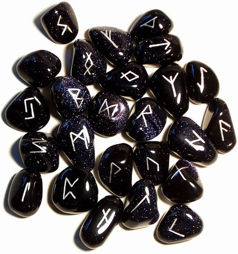 Blue Goldstone Runes Set - Cast a Stone