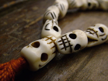Bone Skulls Japa Mala Necklace/Bracelet Prayer & Yoga Beads - Cast a Stone