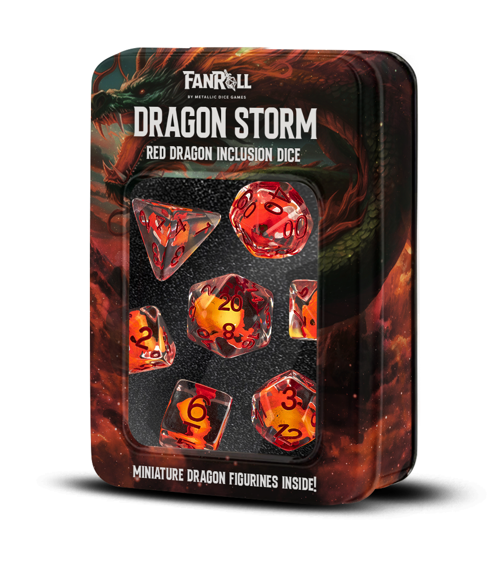 Dragon Storm Inclusion Resin Dice Set: Red Dragon