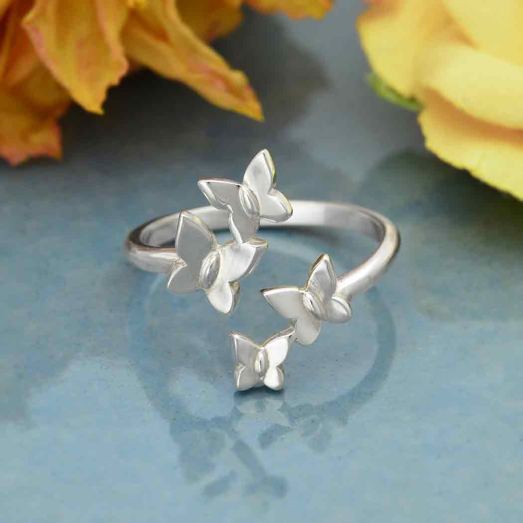 Sterling Silver Adjustable Ring - Angel Wing Ring