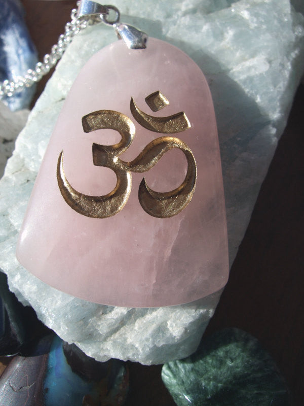 Om Symbol - Natures First Breath Necklace - Engraved Beach Stone Pendant Jewelry