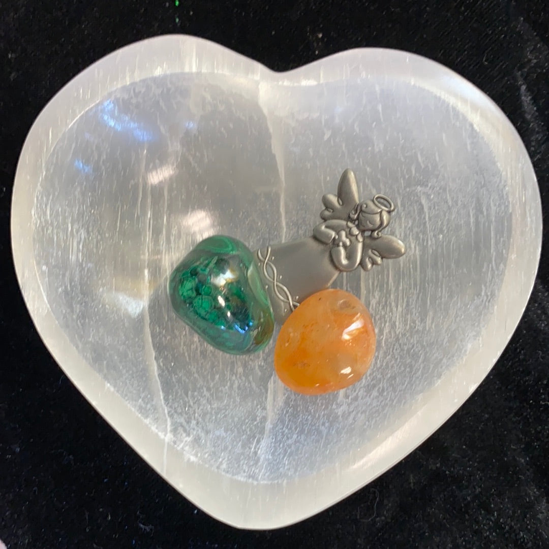 Selenite Heart Gemstone Bowl