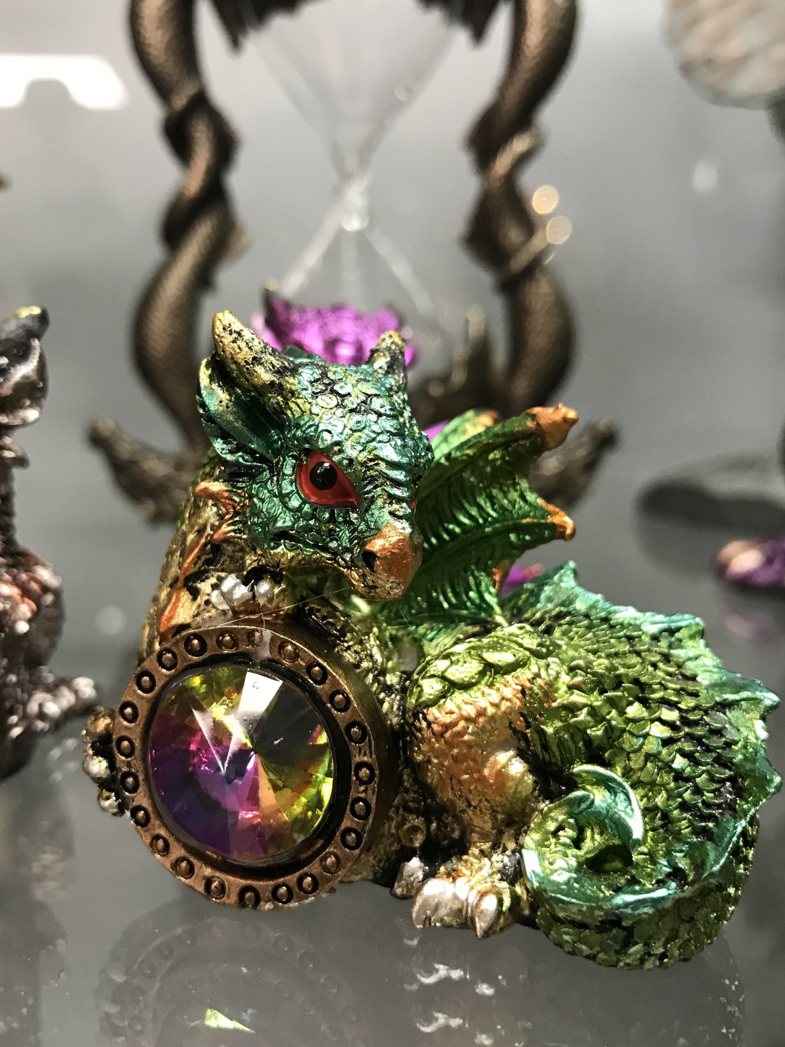 Small Cute Baby Dragon w/Gem - choose your color! - Cast a Stone