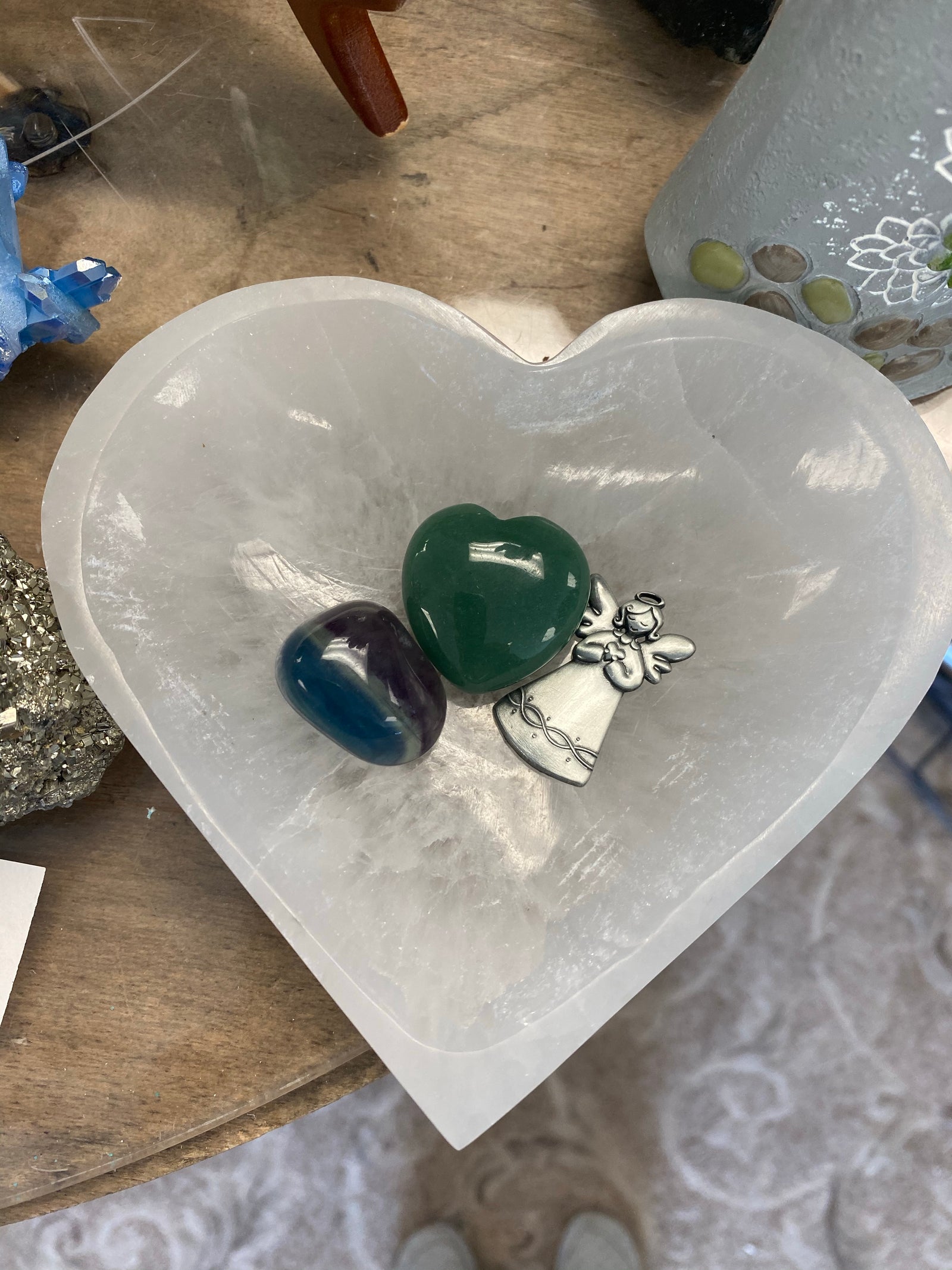 Selenite Heart Gemstone Bowl