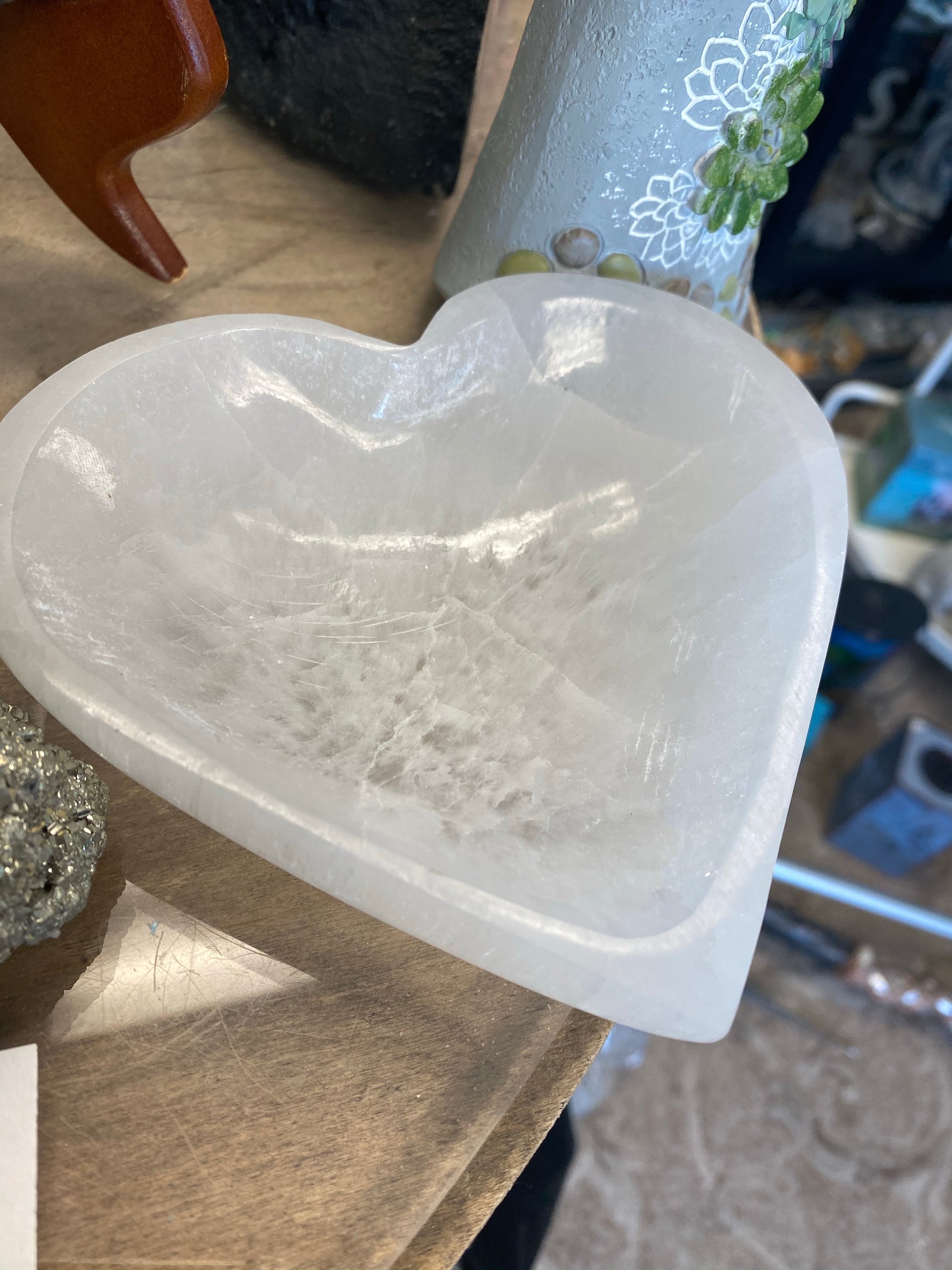 Selenite Heart Gemstone Bowl