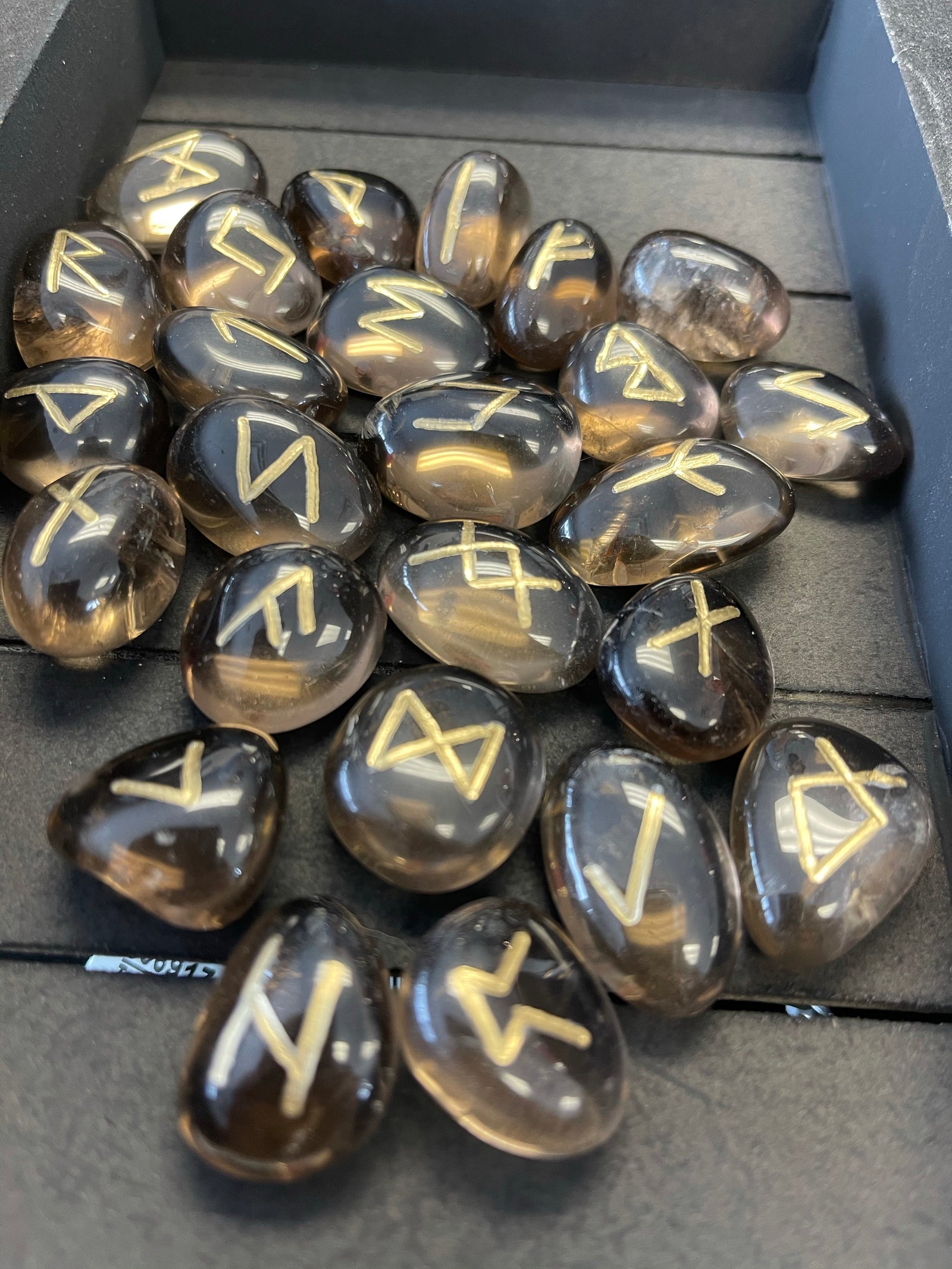 Artisan Smoky Quartz Runes Set