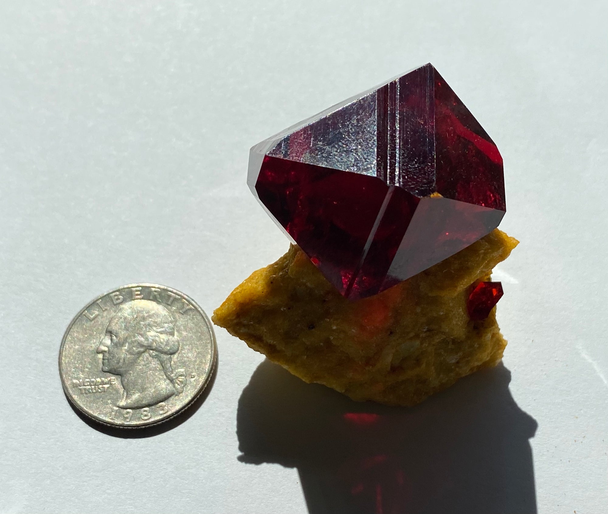 Pruskite ruby red crystals on matrix from Poland specimen shiny lustrous