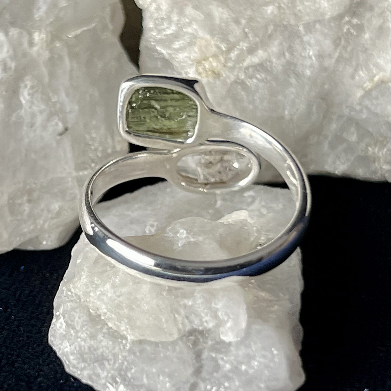 Moldavite and deals herkimer diamond ring