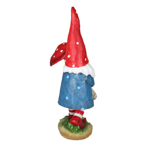 Whimsical Garden Gnome With Toadstool Mushroom Statue