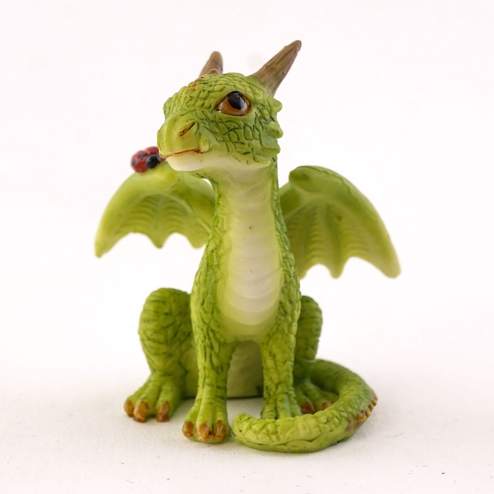 Mini Green Dragon with Ladybug Figure