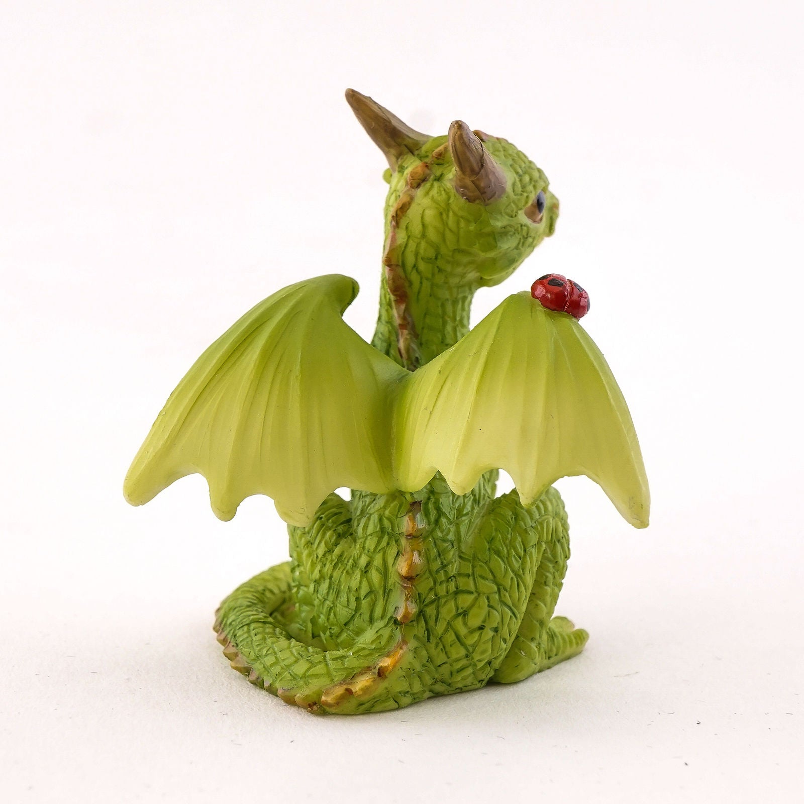 Mini Green Dragon with Ladybug Figure