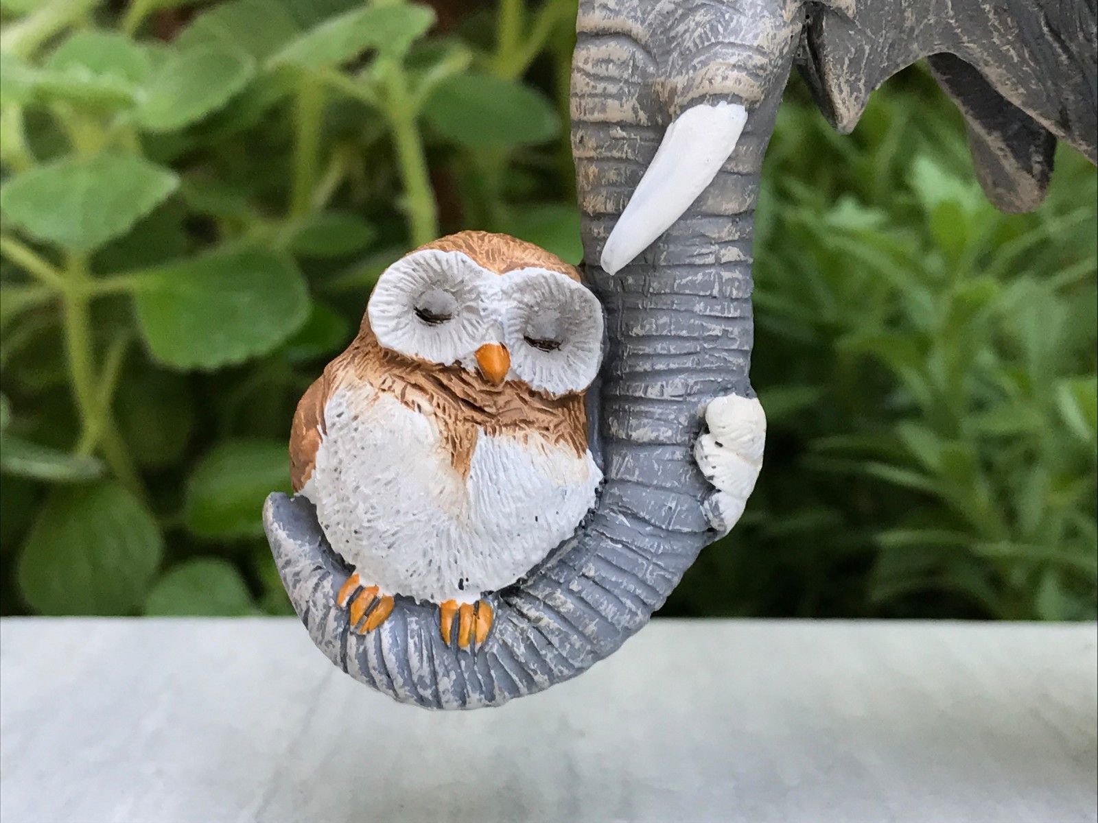 Elephant Hugging Owl Figurine